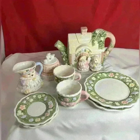 Vtg,(1993)  Alton Country Cottage Bears Tea Set - Picture 1 of 5